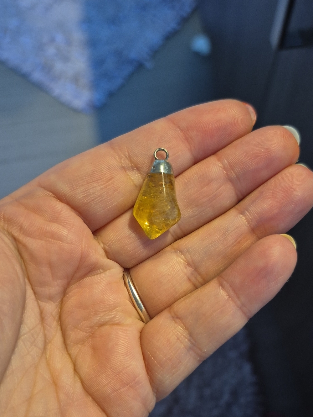 Yellow Crystal Citrine Drop Pendant